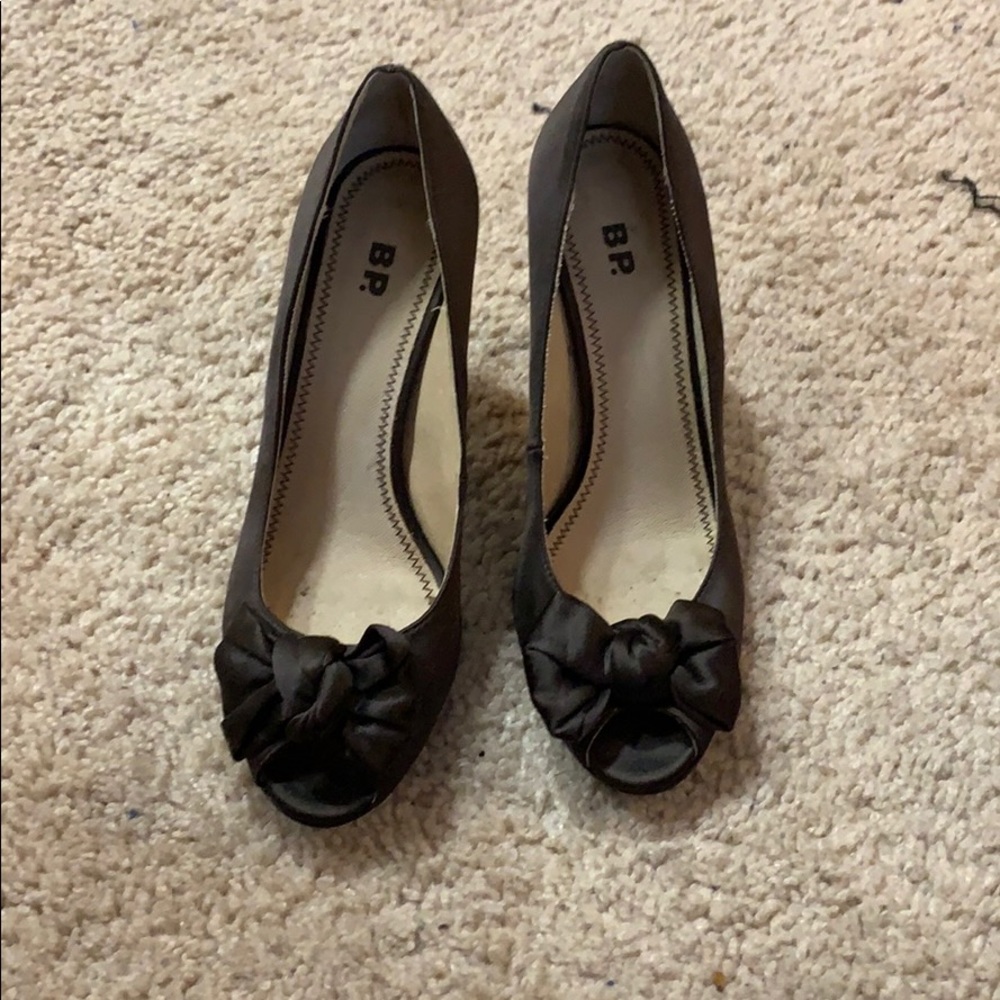 Brown satin heels